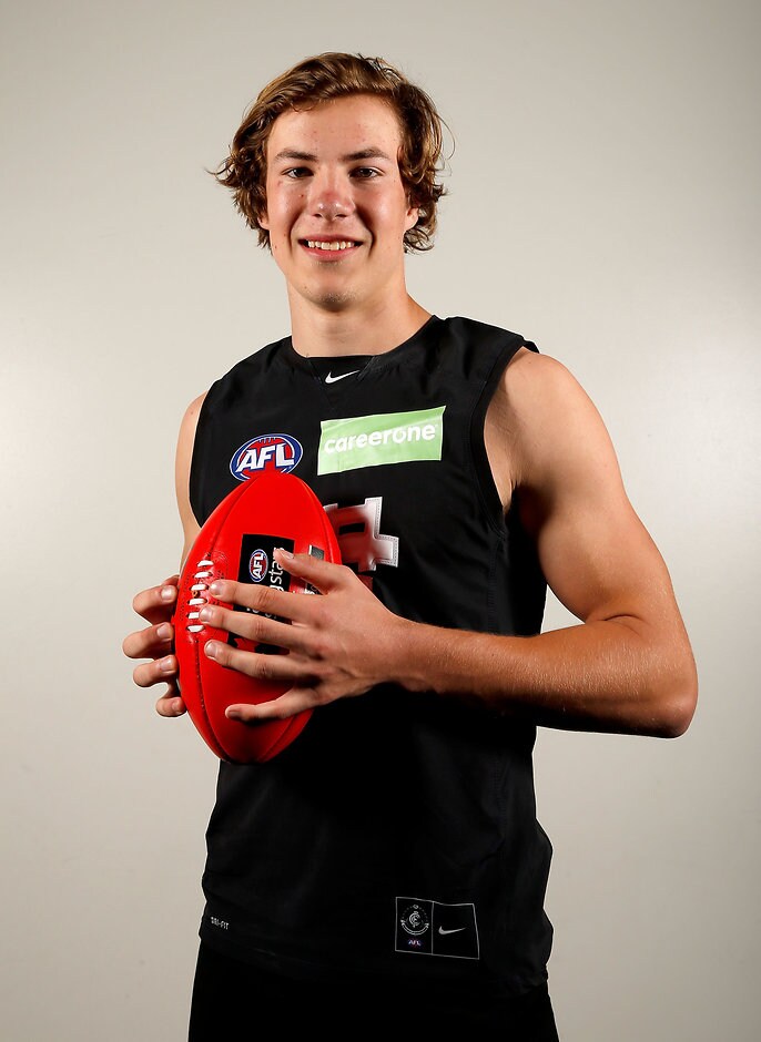 AFL 2015 Media - NAB AFL Draft ADELAIDE, AUSTRALIA - NOVEMBER 24: Number 10 draft pick for the Blues Harry McKay poses during the NAB AFL Draft at the Adelaide Convention Centre, Adelaide, Australia on November 24, 2015. (Photo by Sean Garnsworthy/AFL Media)